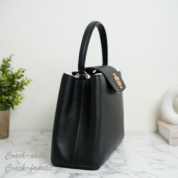 NWT Tory Burch Thea Large Bucket Bag Leather Shoulder Bag in Black - Picture 3 of 10